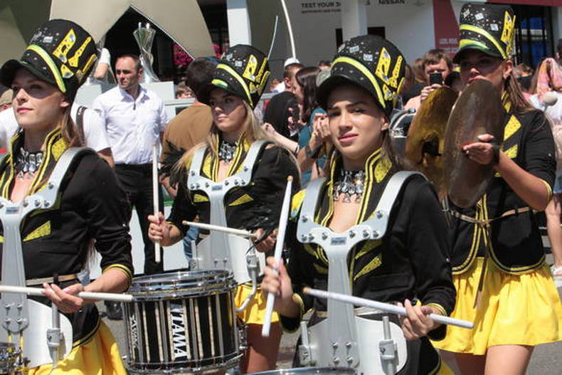 Celebration of drummers in honor of UEFA Champions League final in 2018